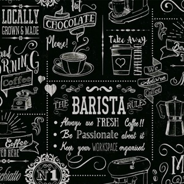 Barista Vinyl Tablecloth Pattern